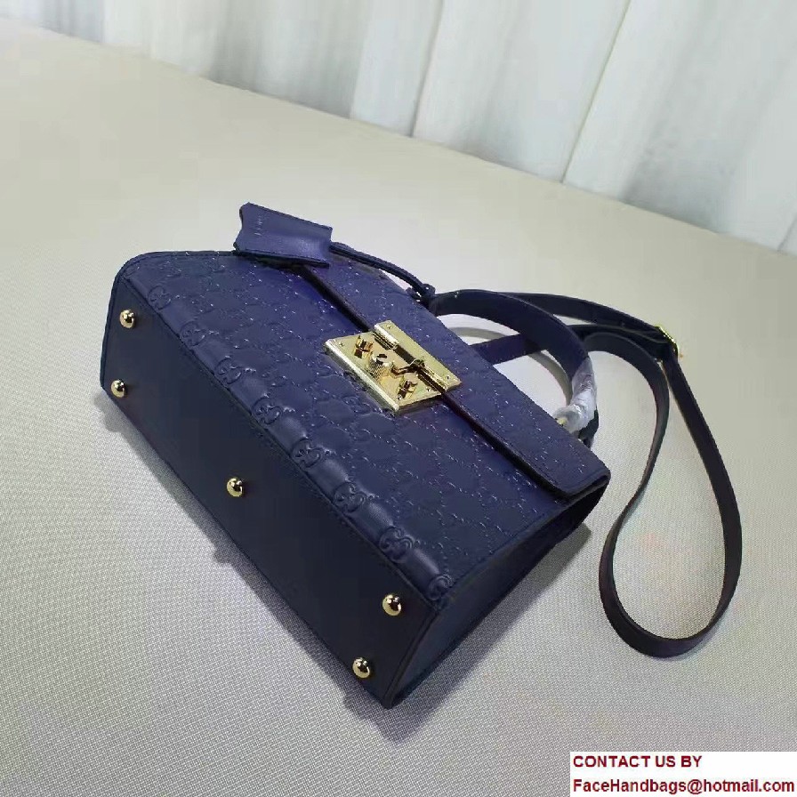 Gucci Padlock Signature Top Handle Small Bag 453188 Blue 2016