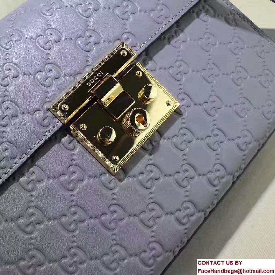 Gucci Padlock Signature Top Handle Small Bag 453188 Gray Blue 2016