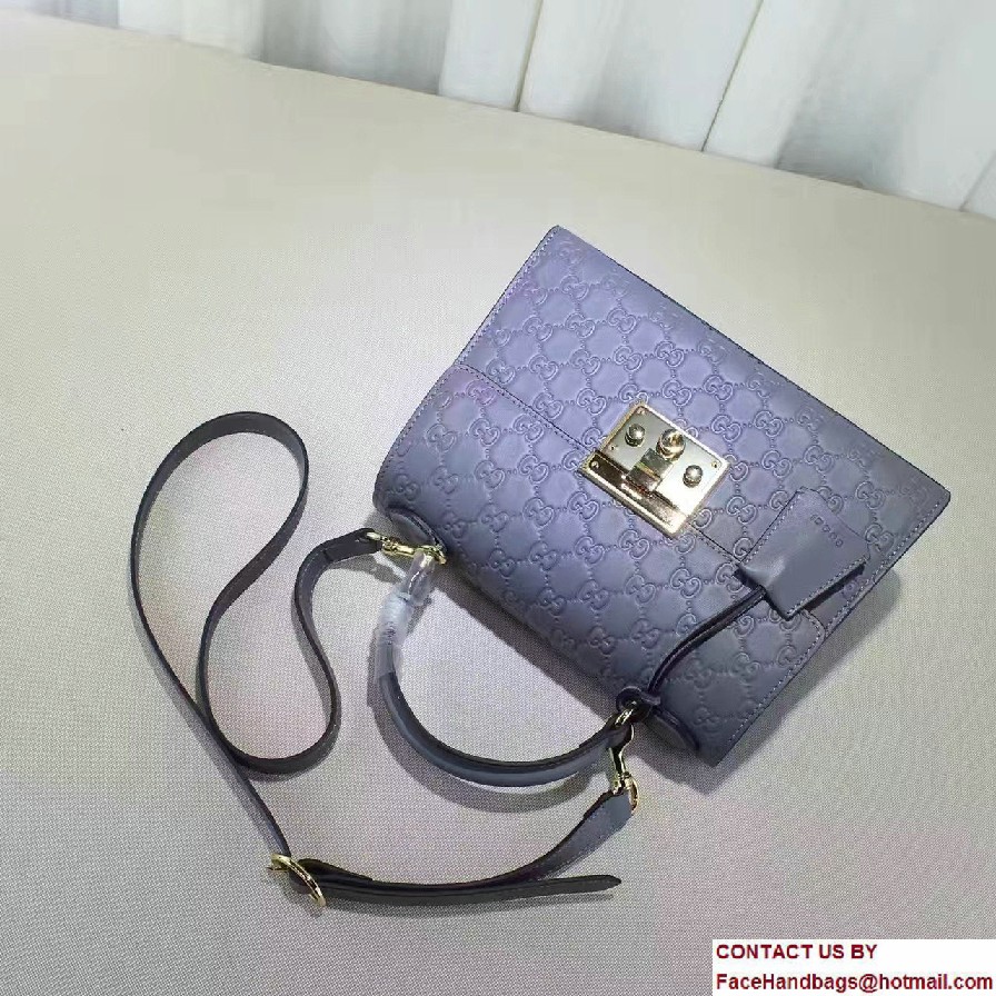 Gucci Padlock Signature Top Handle Small Bag 453188 Gray Blue 2016