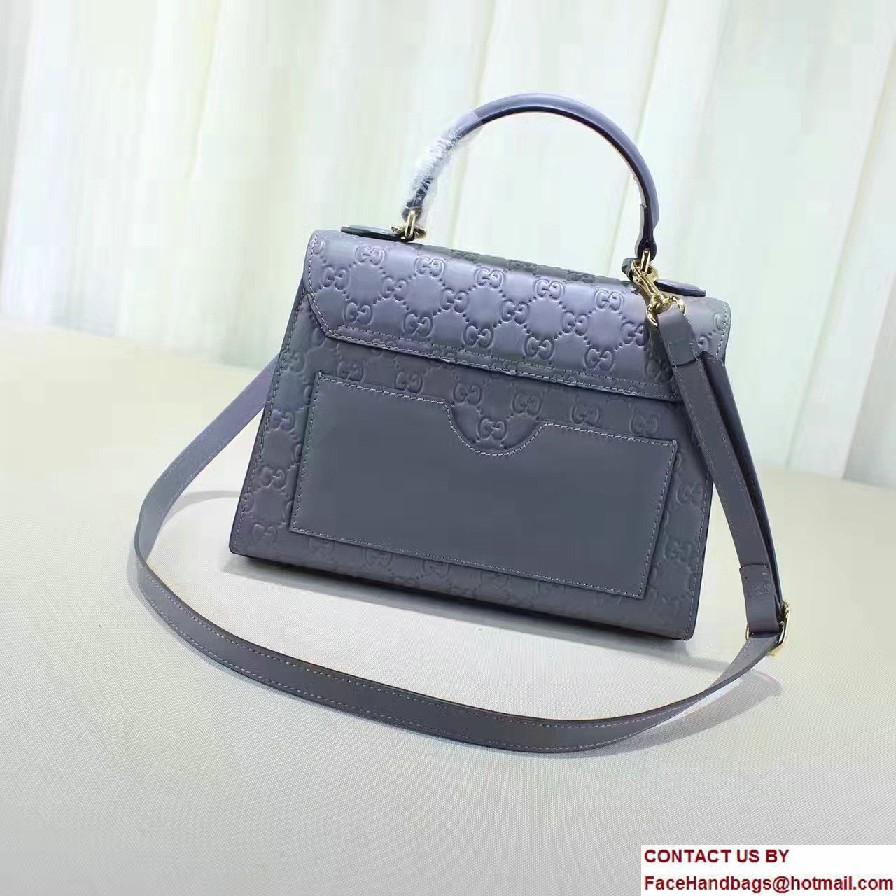 Gucci Padlock Signature Top Handle Small Bag 453188 Gray Blue 2016