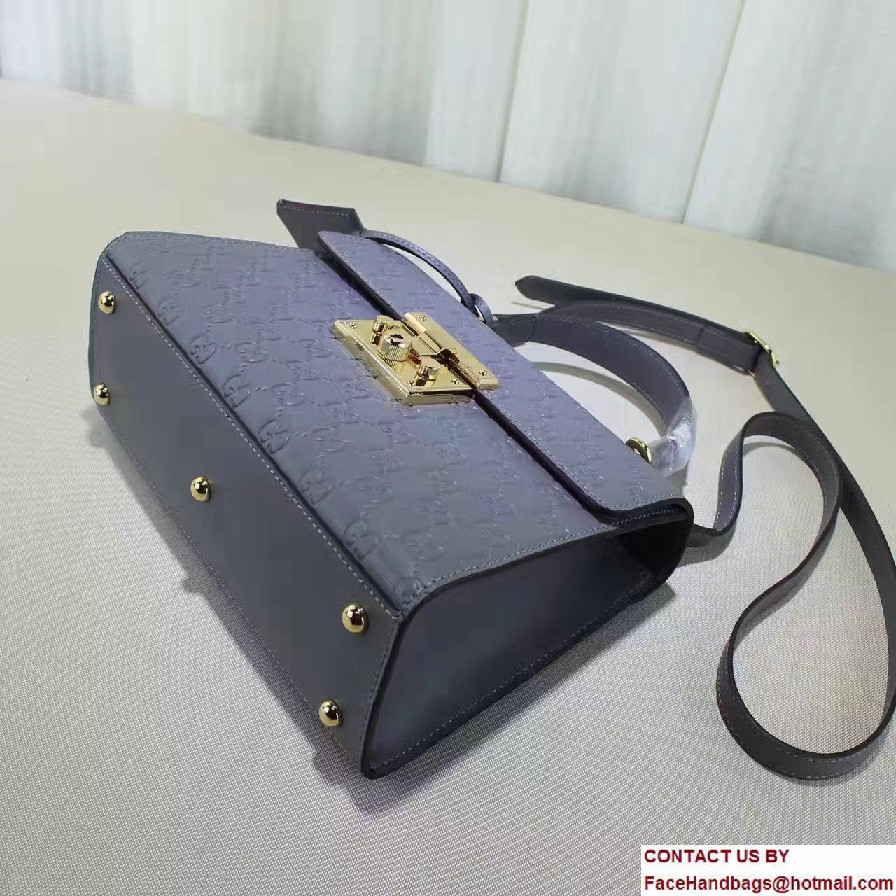 Gucci Padlock Signature Top Handle Small Bag 453188 Gray Blue 2016