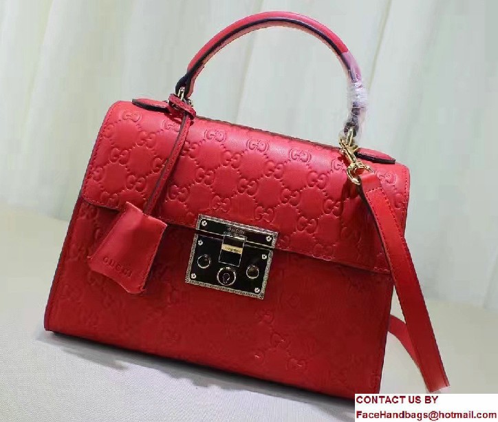 Gucci Padlock Signature Top Handle Small Bag 453188 Red 2016