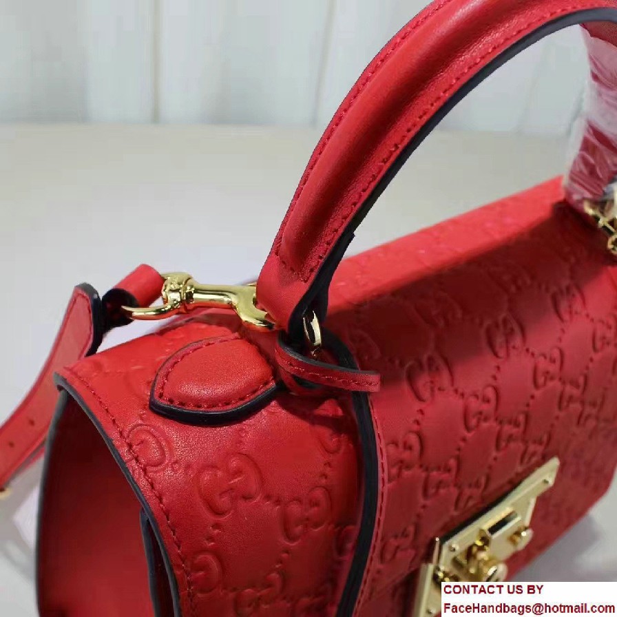 Gucci Padlock Signature Top Handle Small Bag 453188 Red 2016