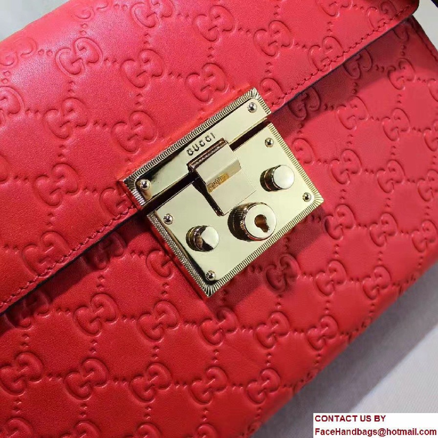 Gucci Padlock Signature Top Handle Small Bag 453188 Red 2016