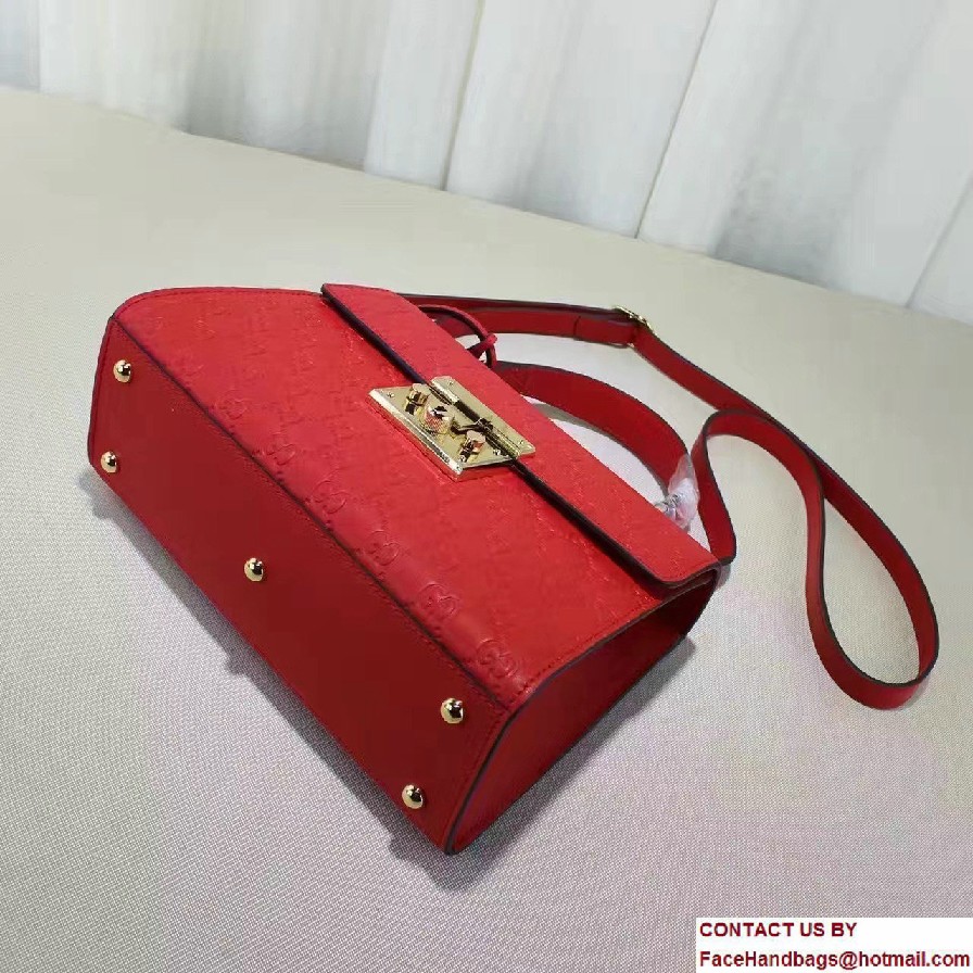 Gucci Padlock Signature Top Handle Small Bag 453188 Red 2016