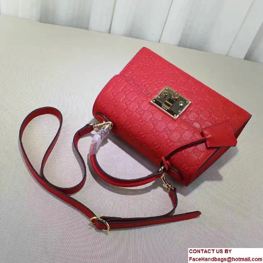 Gucci Padlock Signature Top Handle Small Bag 453188 Red 2016