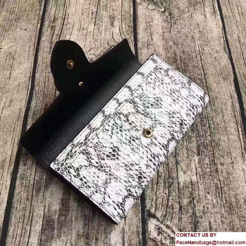 Gucci Pearl Logo Snake Pattern GG Marmont Continental Wallet 400586 Gray 2016