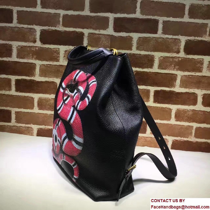 Gucci Snake Print Leather Backpack Bag 451000 Black 2017