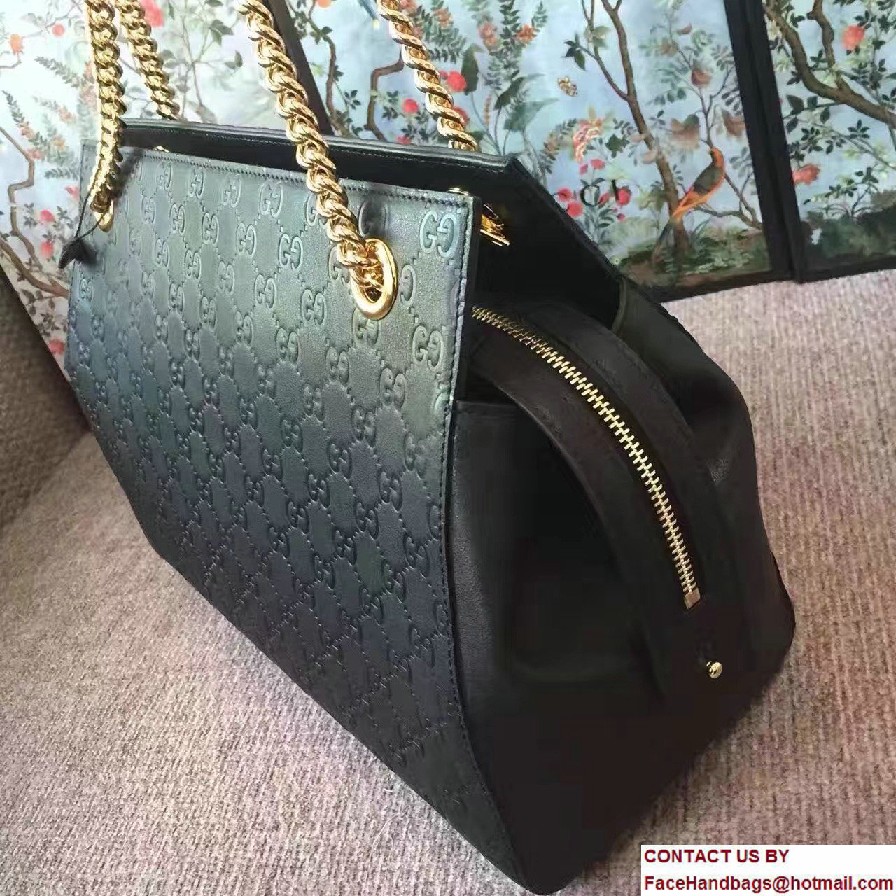 Gucci Soft Signature Shoulder Large Bag 453771 Black 2017