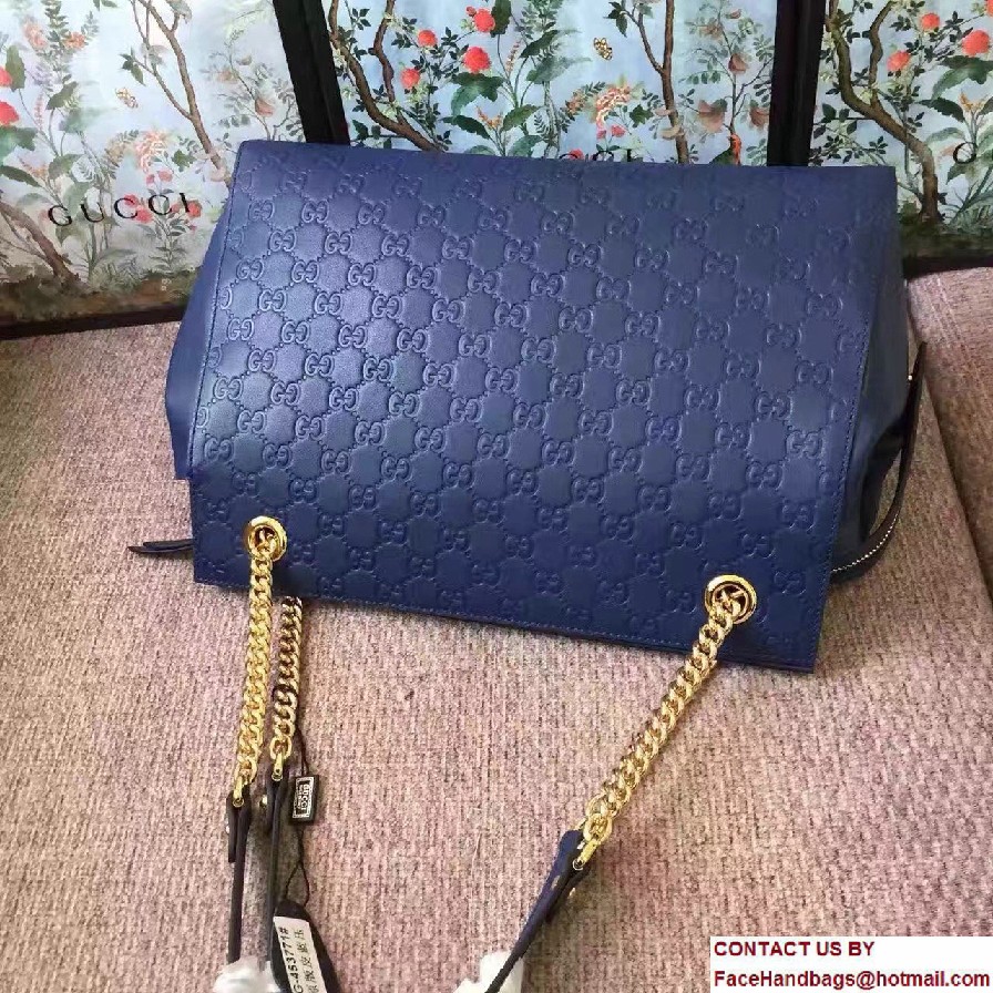 Gucci Soft Signature Shoulder Large Bag 453771 Blue 2017