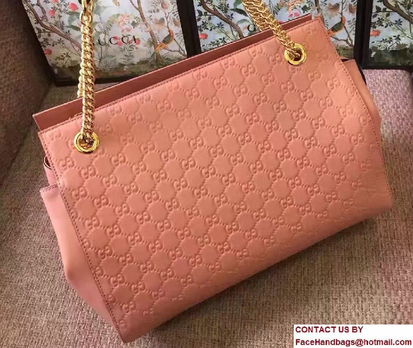 Gucci Soft Signature Shoulder Large Bag 453771 Pink 2017 - Click Image to Close