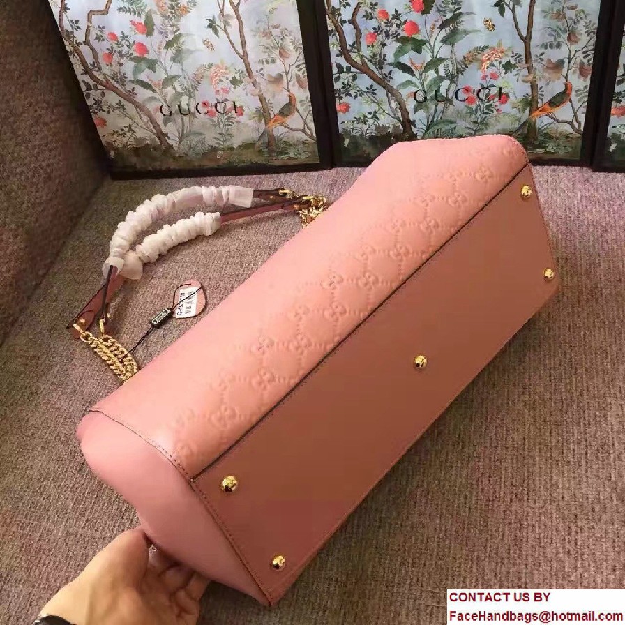 Gucci Soft Signature Shoulder Large Bag 453771 Pink 2017