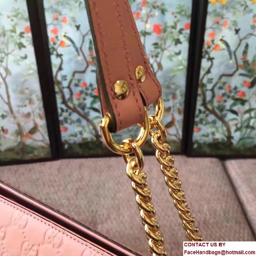 Gucci Soft Signature Shoulder Large Bag 453771 Pink 2017