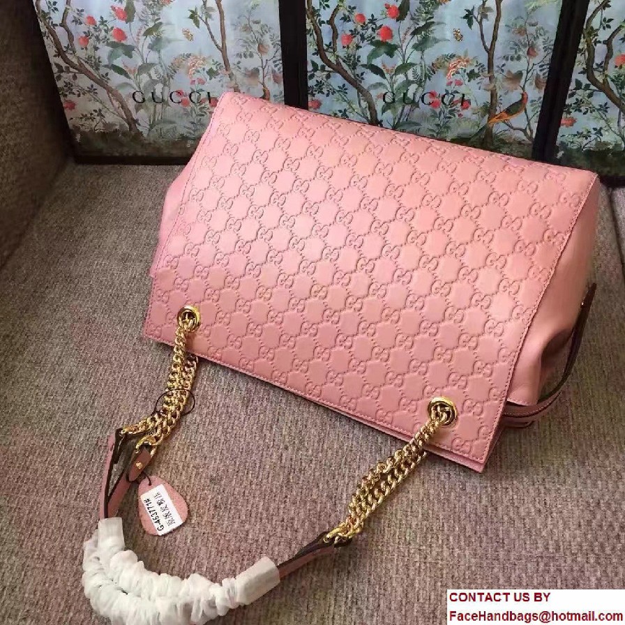 Gucci Soft Signature Shoulder Large Bag 453771 Pink 2017