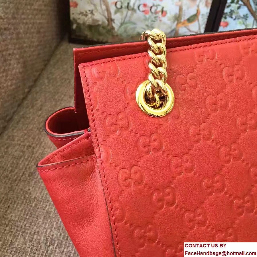 Gucci Soft Signature Shoulder Large Bag 453771 Red 2017