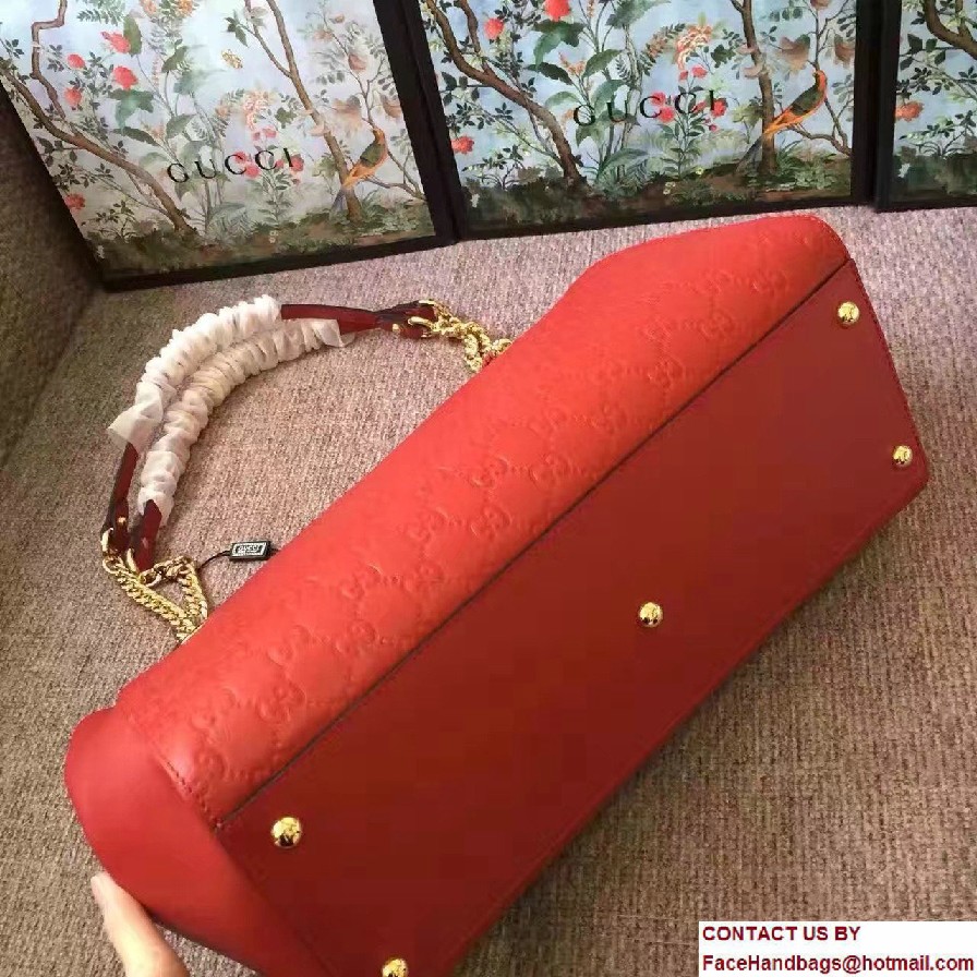 Gucci Soft Signature Shoulder Large Bag 453771 Red 2017