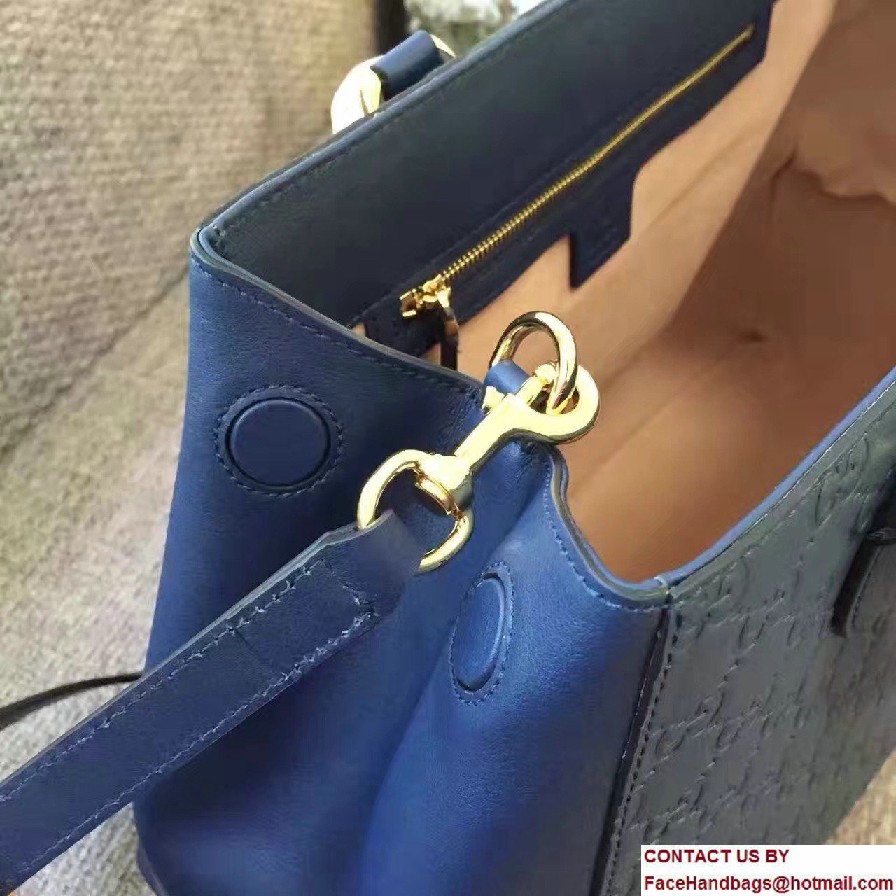 Gucci Soft Signature Top Handle Large Bag 453704 Blue 2017