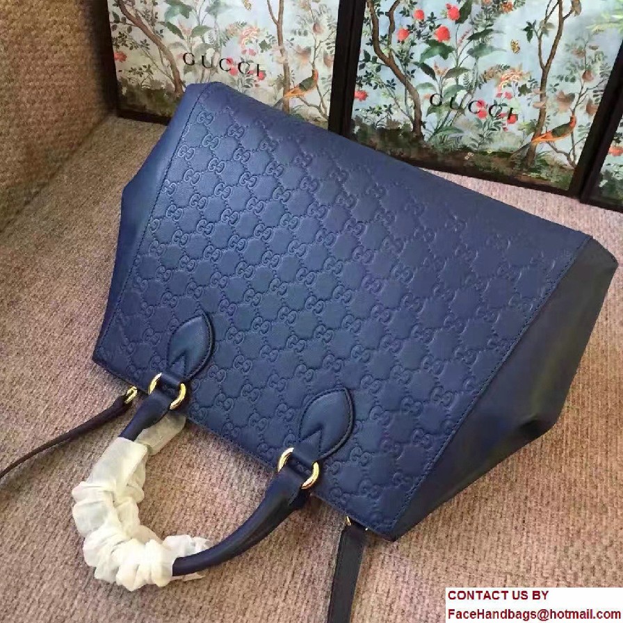 Gucci Soft Signature Top Handle Large Bag 453704 Blue 2017