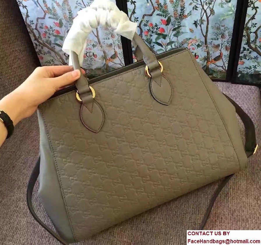 Gucci Soft Signature Top Handle Large Bag 453704 Gray 2017 - Click Image to Close