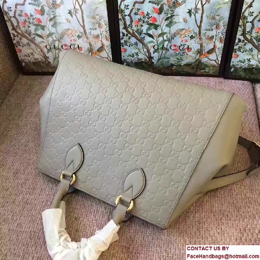 Gucci Soft Signature Top Handle Large Bag 453704 Gray 2017