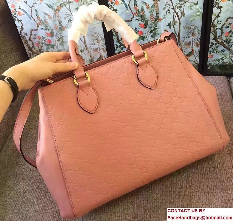 Gucci Soft Signature Top Handle Large Bag 453704 Pink 2017