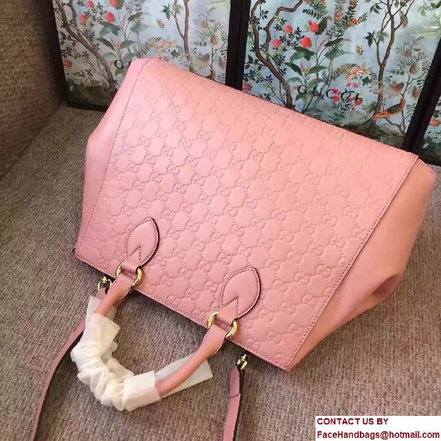 Gucci Soft Signature Top Handle Large Bag 453704 Pink 2017