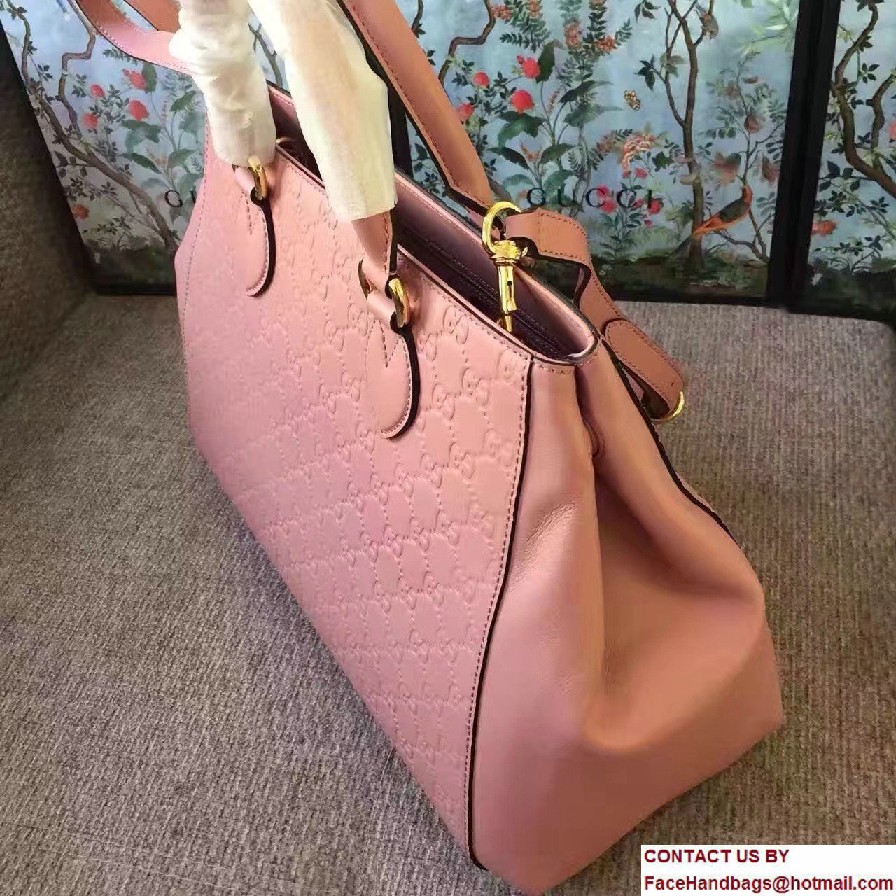 Gucci Soft Signature Top Handle Large Bag 453704 Pink 2017