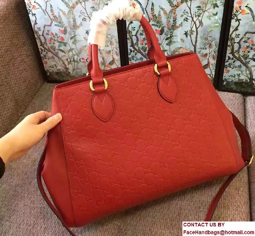 Gucci Soft Signature Top Handle Large Bag 453704 Red 2017 - Click Image to Close