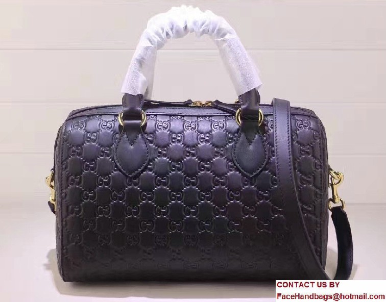 Gucci Soft Signature Top Handle Medium Boston Bag 453573 Black 2016 - Click Image to Close