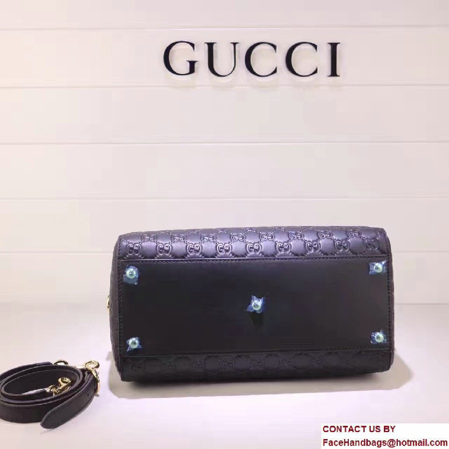 Gucci Soft Signature Top Handle Medium Boston Bag 453573 Black 2016