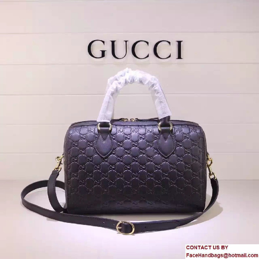 Gucci Soft Signature Top Handle Medium Boston Bag 453573 Black 2016