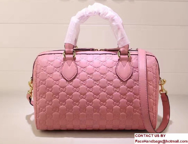 Gucci Soft Signature Top Handle Medium Boston Bag 453573 Pink 2016