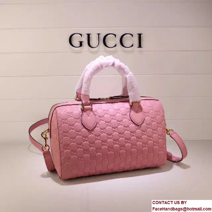 Gucci Soft Signature Top Handle Medium Boston Bag 453573 Pink 2016