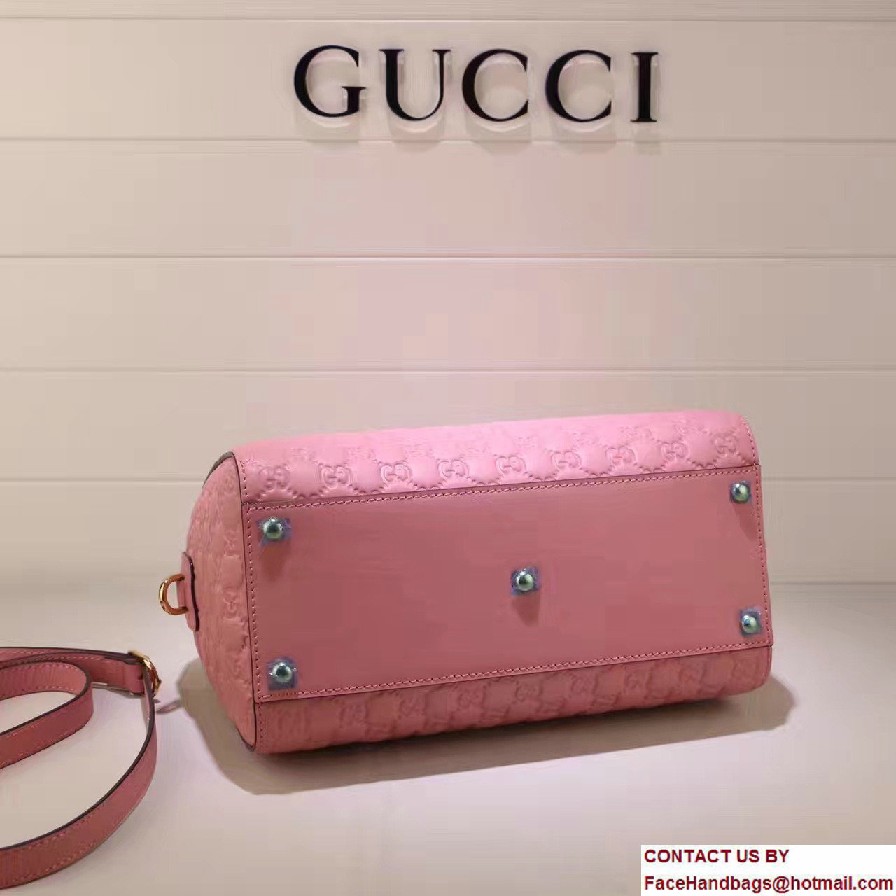 Gucci Soft Signature Top Handle Medium Boston Bag 453573 Pink 2016