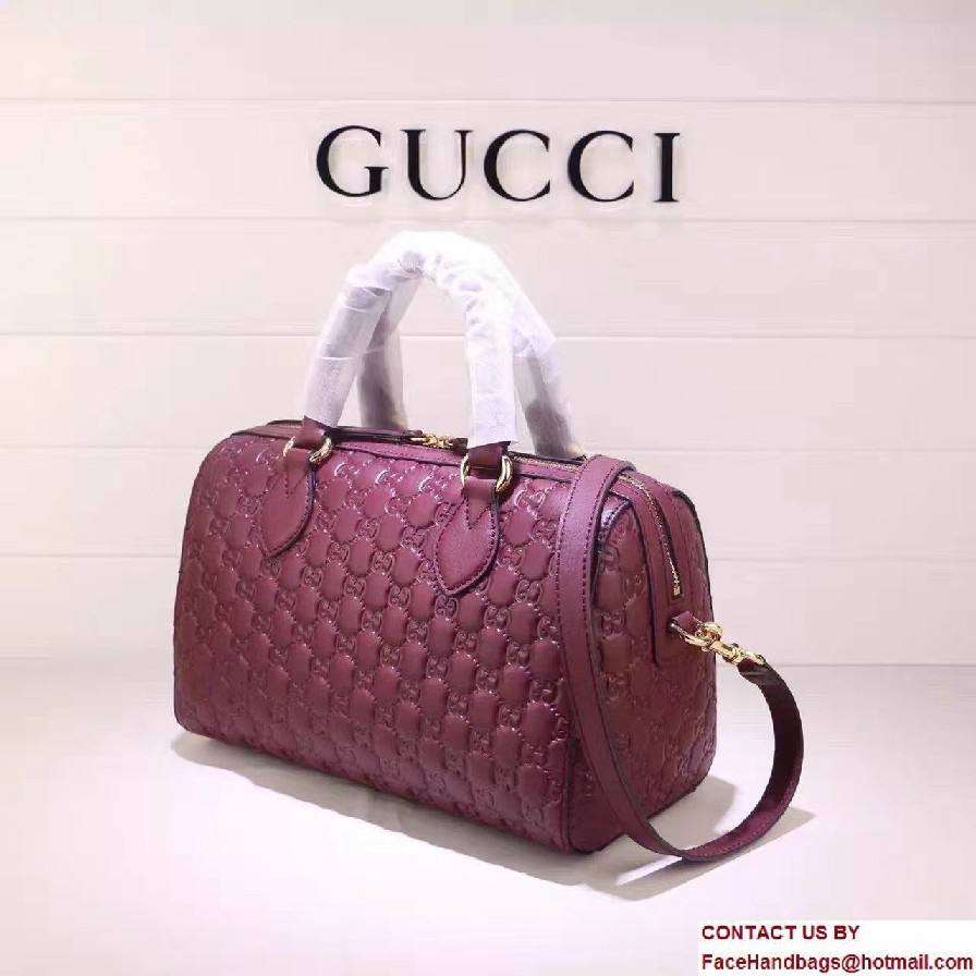 Gucci Soft Signature Top Handle Medium Boston Bag 453573 Purple 2016