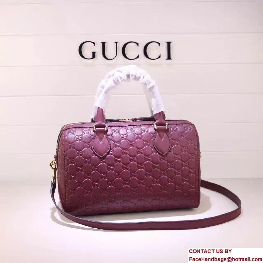 Gucci Soft Signature Top Handle Medium Boston Bag 453573 Purple 2016