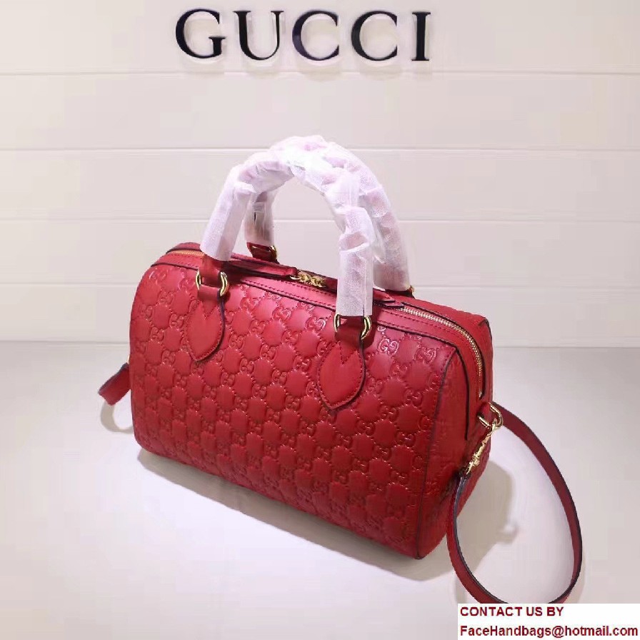 Gucci Soft Signature Top Handle Medium Boston Bag 453573 Red 2016