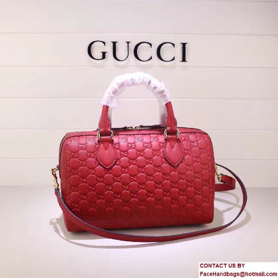 Gucci Soft Signature Top Handle Medium Boston Bag 453573 Red 2016