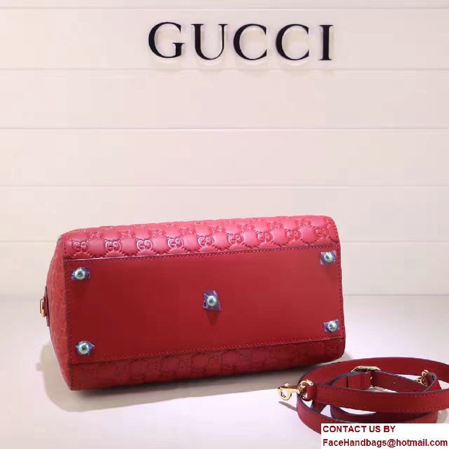 Gucci Soft Signature Top Handle Medium Boston Bag 453573 Red 2016