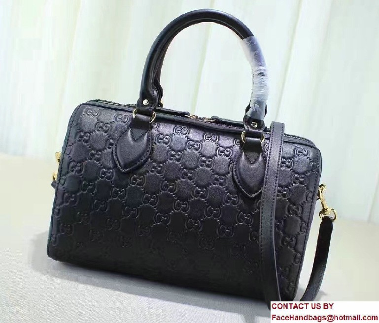 Gucci Soft Signature Top Handle Small Boston Bag 409529 Black 2016 - Click Image to Close