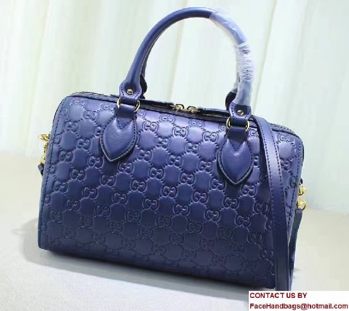 Gucci Soft Signature Top Handle Small Boston Bag 409529 Blue 2016 - Click Image to Close