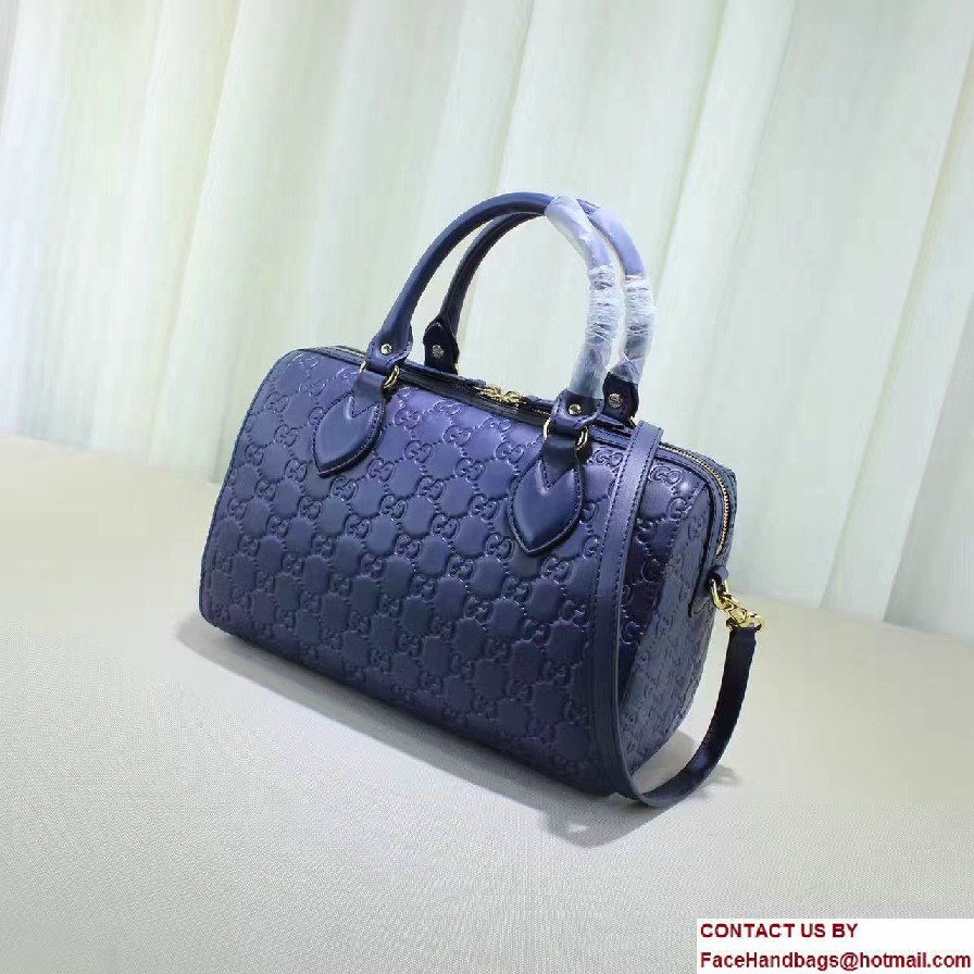 Gucci Soft Signature Top Handle Small Boston Bag 409529 Blue 2016