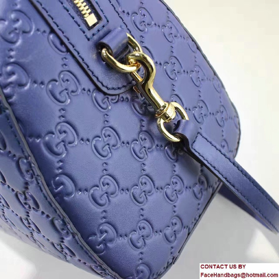 Gucci Soft Signature Top Handle Small Boston Bag 409529 Blue 2016