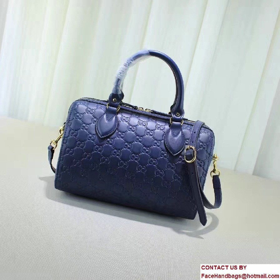 Gucci Soft Signature Top Handle Small Boston Bag 409529 Blue 2016