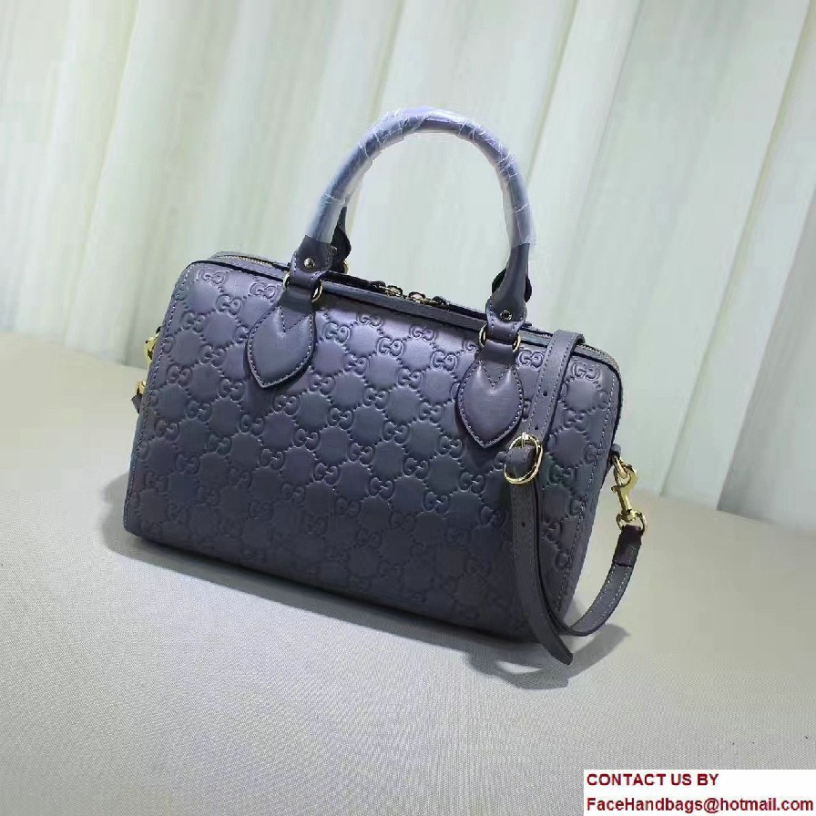 Gucci Soft Signature Top Handle Small Boston Bag 409529 Gray Blue 2016