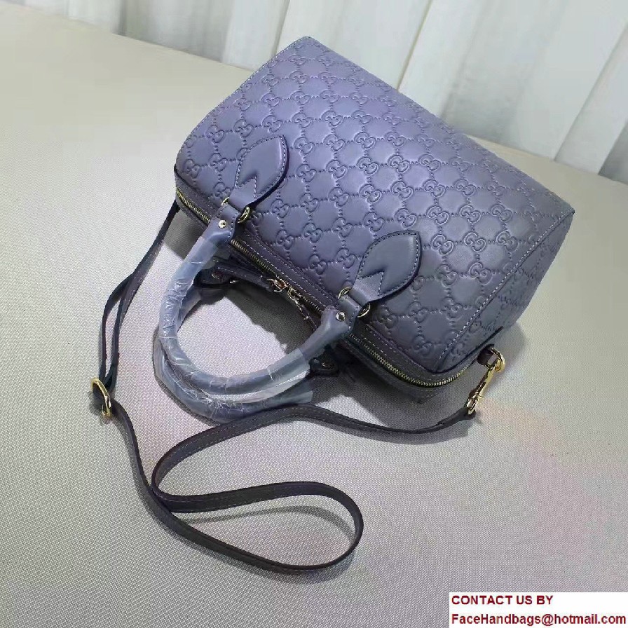 Gucci Soft Signature Top Handle Small Boston Bag 409529 Gray Blue 2016