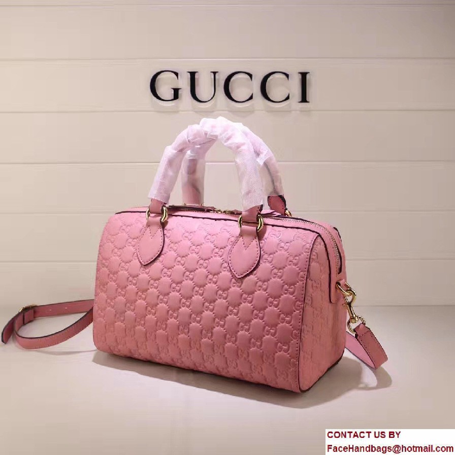 Gucci Soft Signature Top Handle Small Boston Bag 409529 Pink 2016