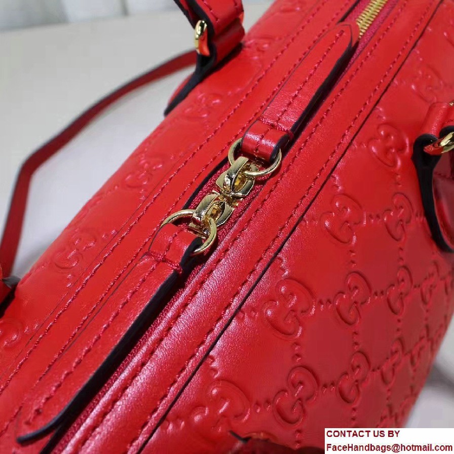 Gucci Soft Signature Top Handle Small Boston Bag 409529 Red 2016