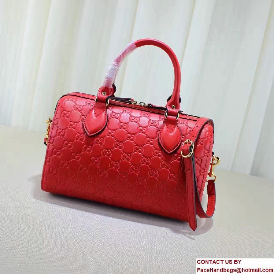 Gucci Soft Signature Top Handle Small Boston Bag 409529 Red 2016