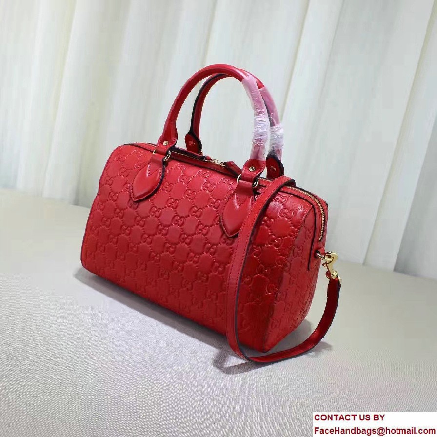 Gucci Soft Signature Top Handle Small Boston Bag 409529 Red 2016